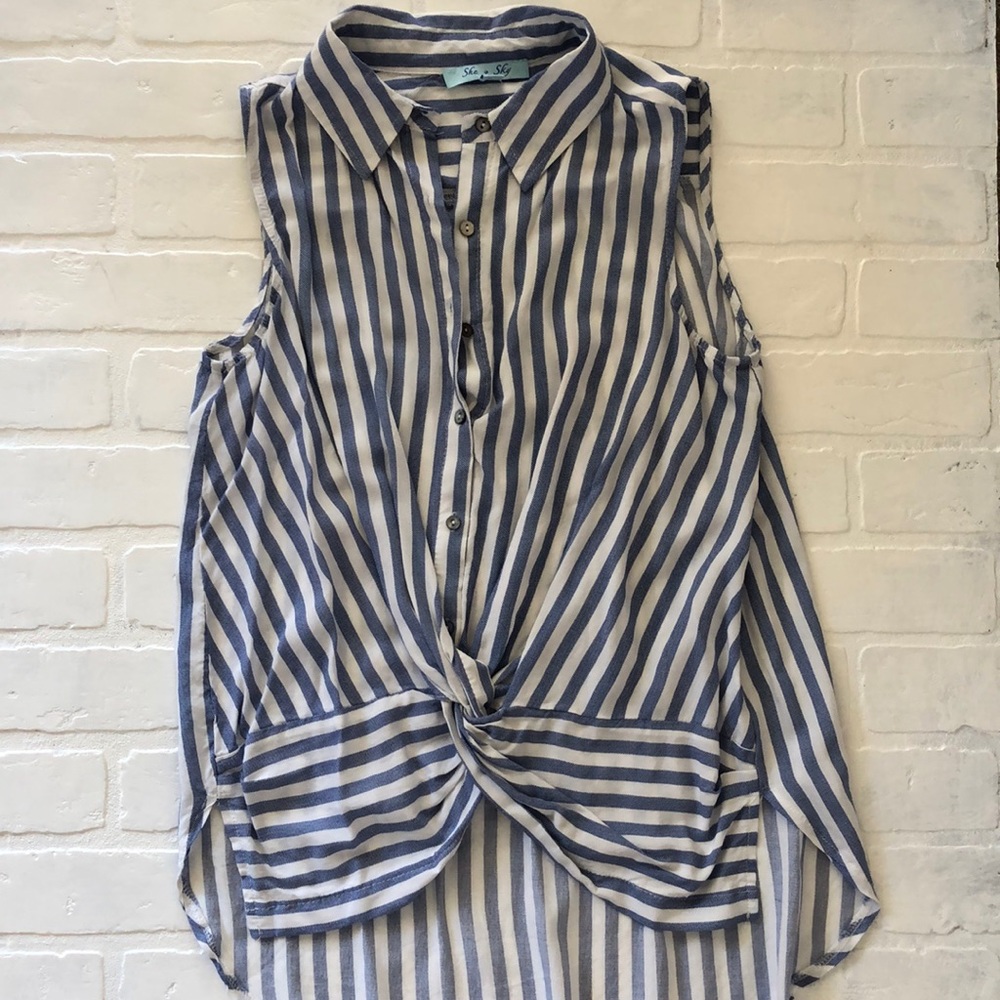 Striped Button Down Tank